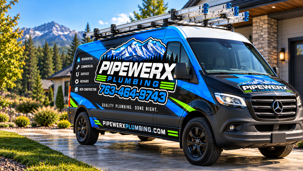 Pipewerx Plumbing Van with Website Domain